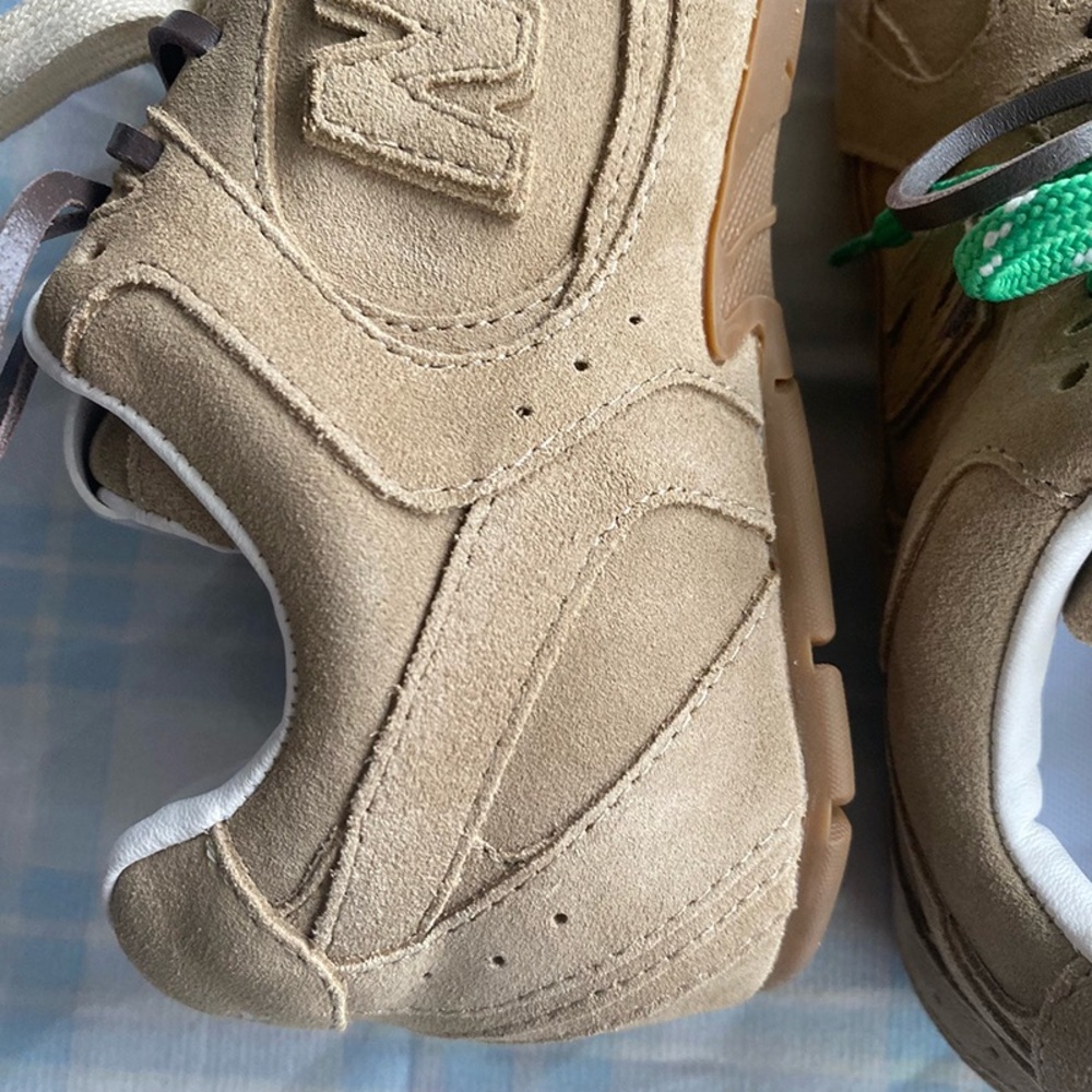 Miu Miu Sneakers With A Light Khaki Suede Upper And A Creative Lacing Design. - Picture 3 of 9